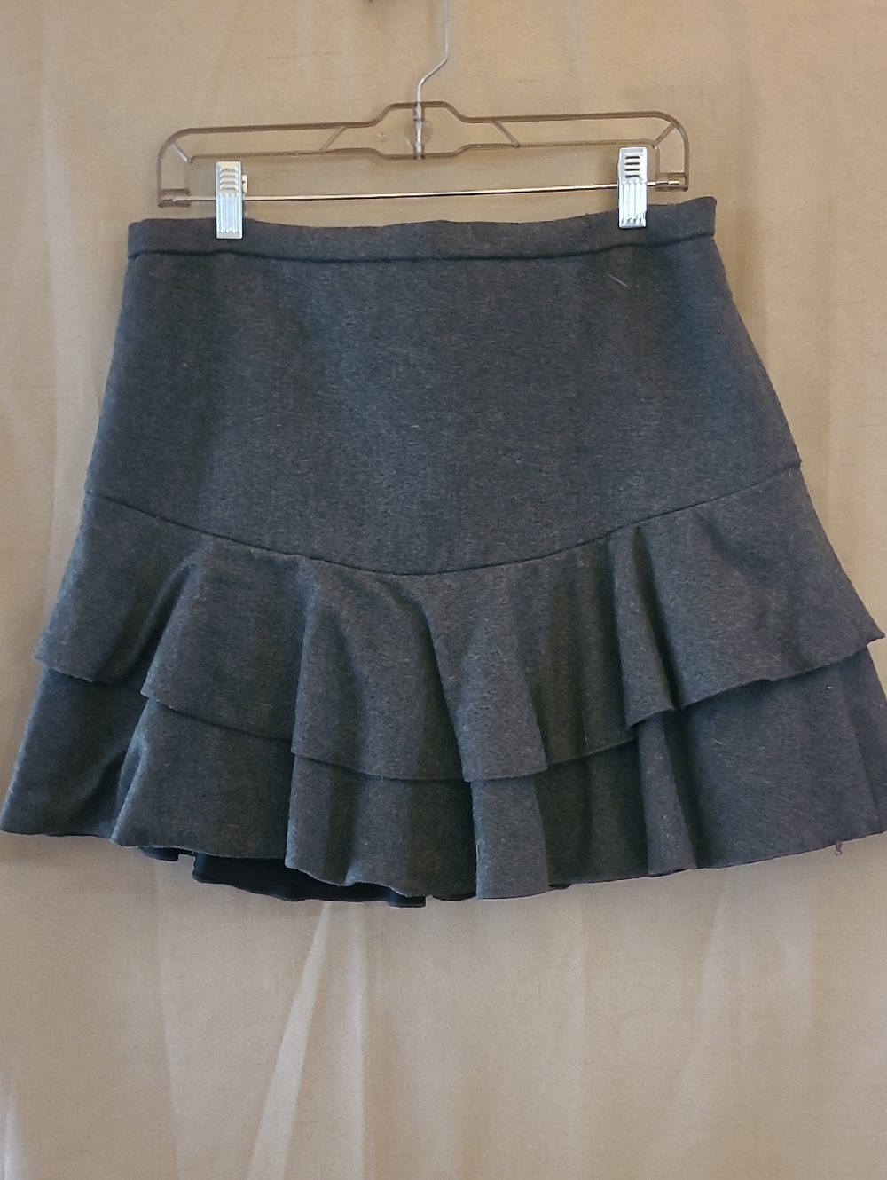 J. Crew Dark Gray Ruffle-Tiered Mini Skirt